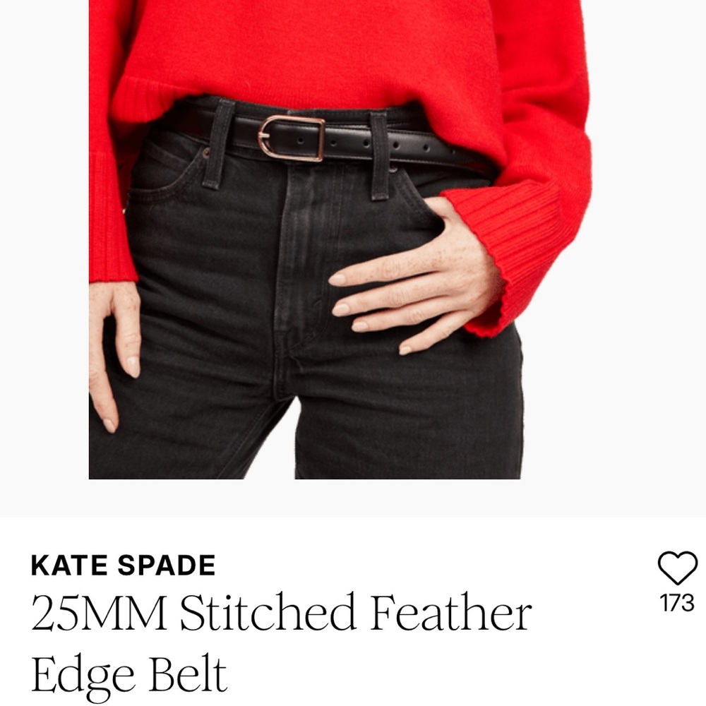 Kate Spade Black Stitched Feather Edge Belt